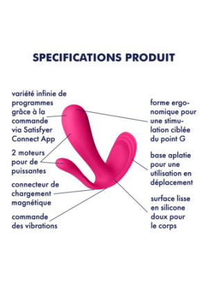 3 en 1 Vibromasseurs et stimulateur clitoridien rose connecté Top Secret + Satisfyer - CC597755
